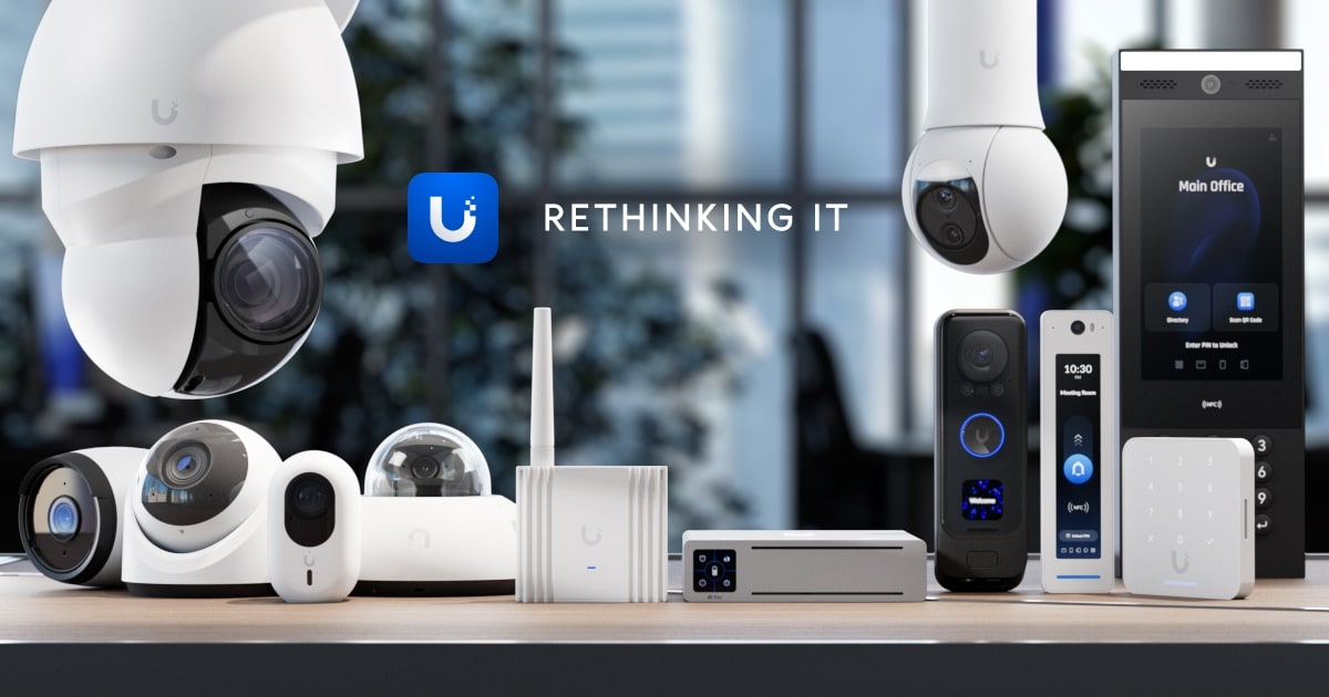 UniFi security hardware including cameras and management devices
